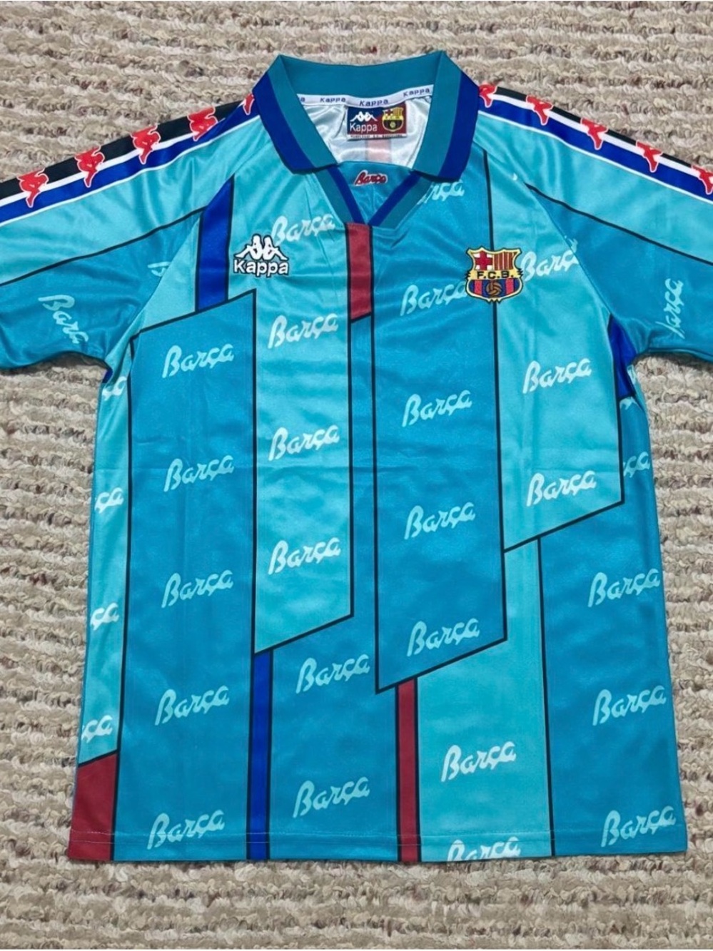 Kappa FC Barcelona Teal and Blue Graphic Jersey